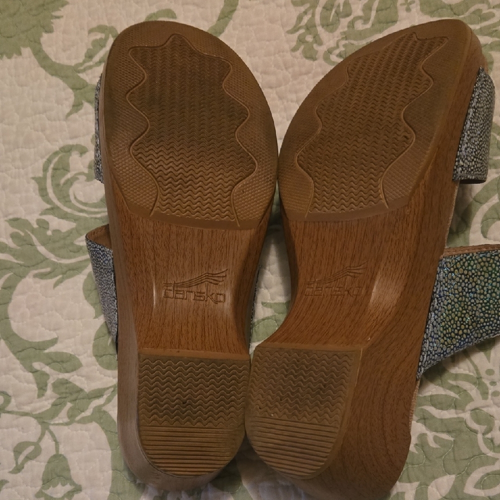 Dansko Metallic Blue Double Strap Sandals - Picture 3 of 5